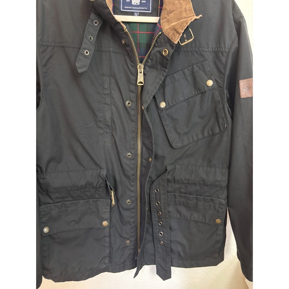 EUC Penfield Walpole Hudson Wax Cloth Field Jacket Men's L Black Corduroy Belted - Picture 5 of 14